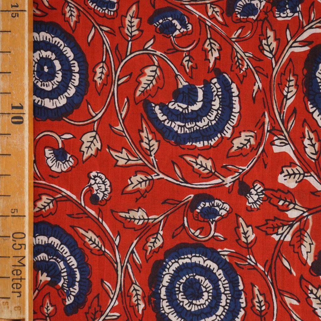 Voile leichte Baumwolle Blüten Ranken rot